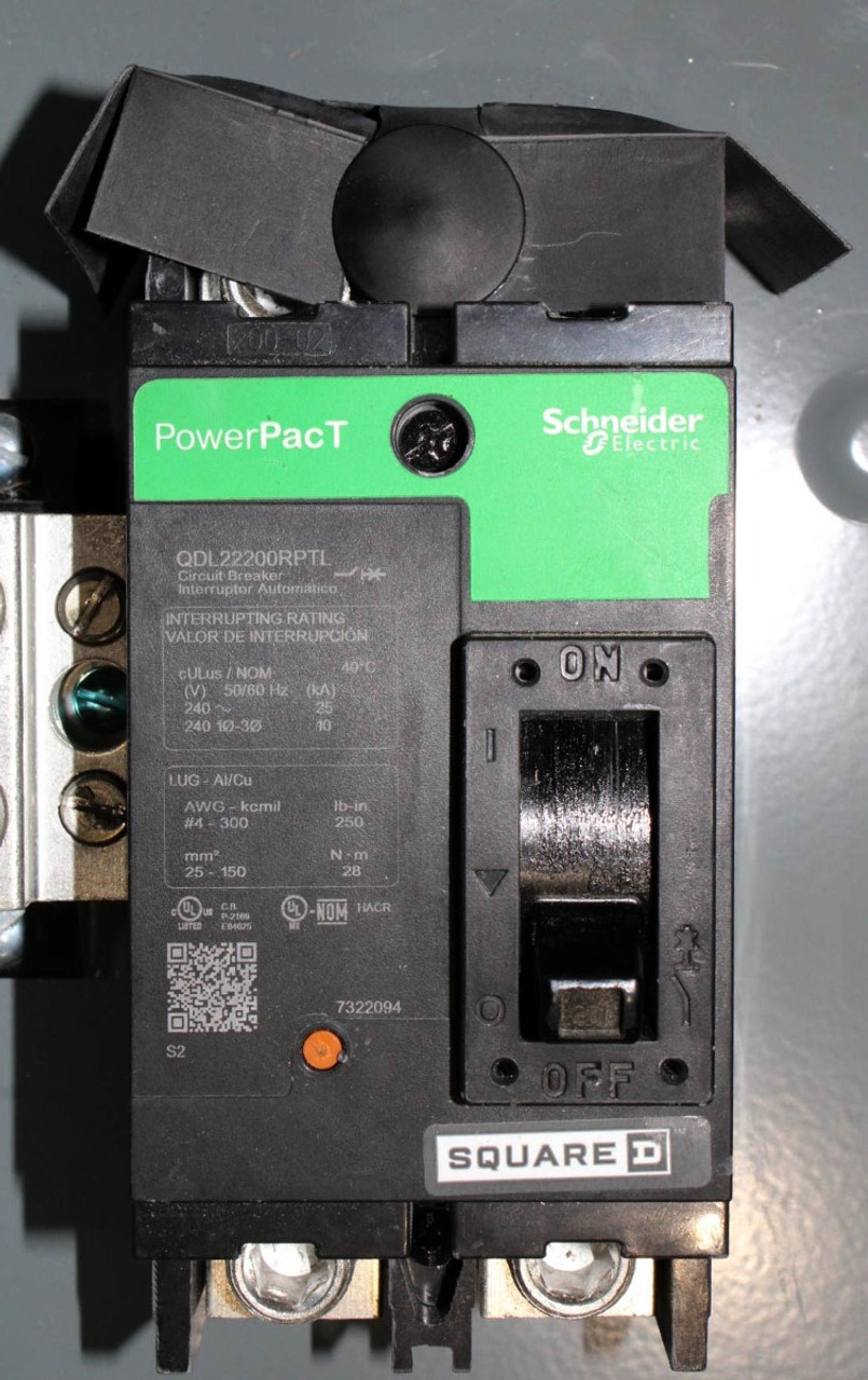 Square D Q2200MRBE Main Breaker Panel NEMA 3R - w/PowerPacT QDL22000RPTL Breaker 200A 240V 25kA 50/60Hz