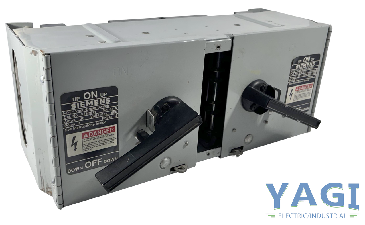 Siemens V7E3611 Fusible Twin Vacu-Break Switch 30A/30A 600V 3P 3PH Series A