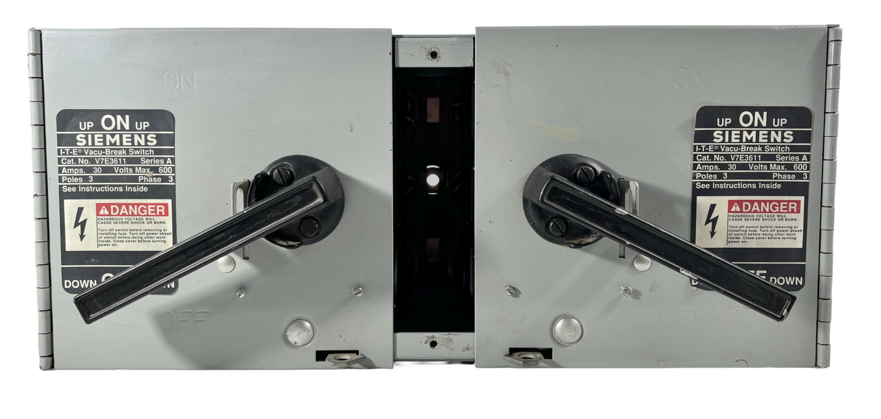 Siemens V7E3611 Fusible Twin Vacu-Break Switch 30A/30A 600V 3P 3PH Series A