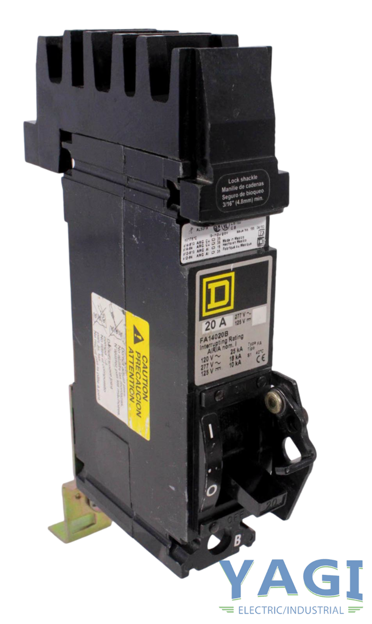 Square D FA14020B Breaker 20A 480Y/277V 1P 1PH 18kA I-Line Thermal Magnetic