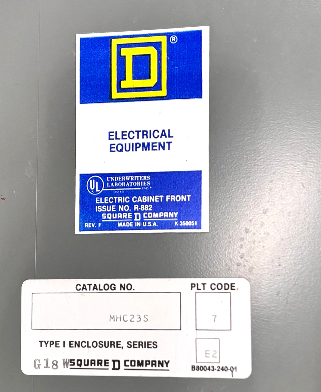 Square D NQOD424L100CU MLO Panelboard 100A 240V 4W 3PH 18S W/MHC23S Enclosure