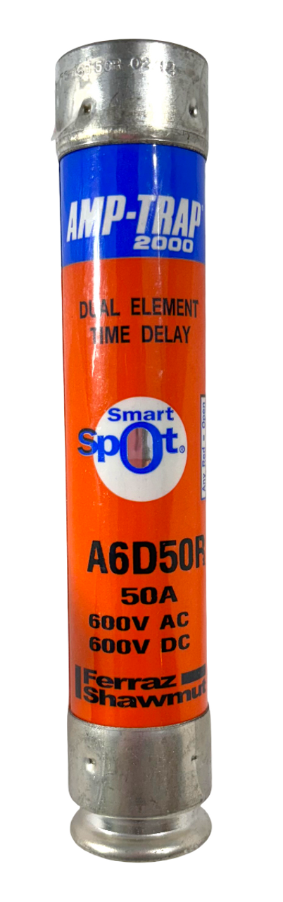 Ferraz Shawmut A6D50R Fuse 50A 600V Smart Spot Dual Element Time Delay Class RK1 Mersen