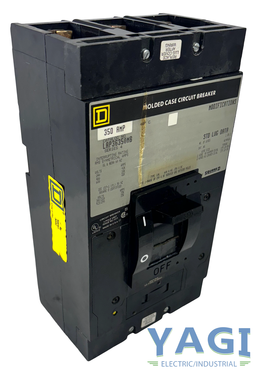 Square D LAP36350MB Breaker 350A 600V 3P 3PH 22kA Unit Mount Thermal Magnetic Short Handle Schneider Electric