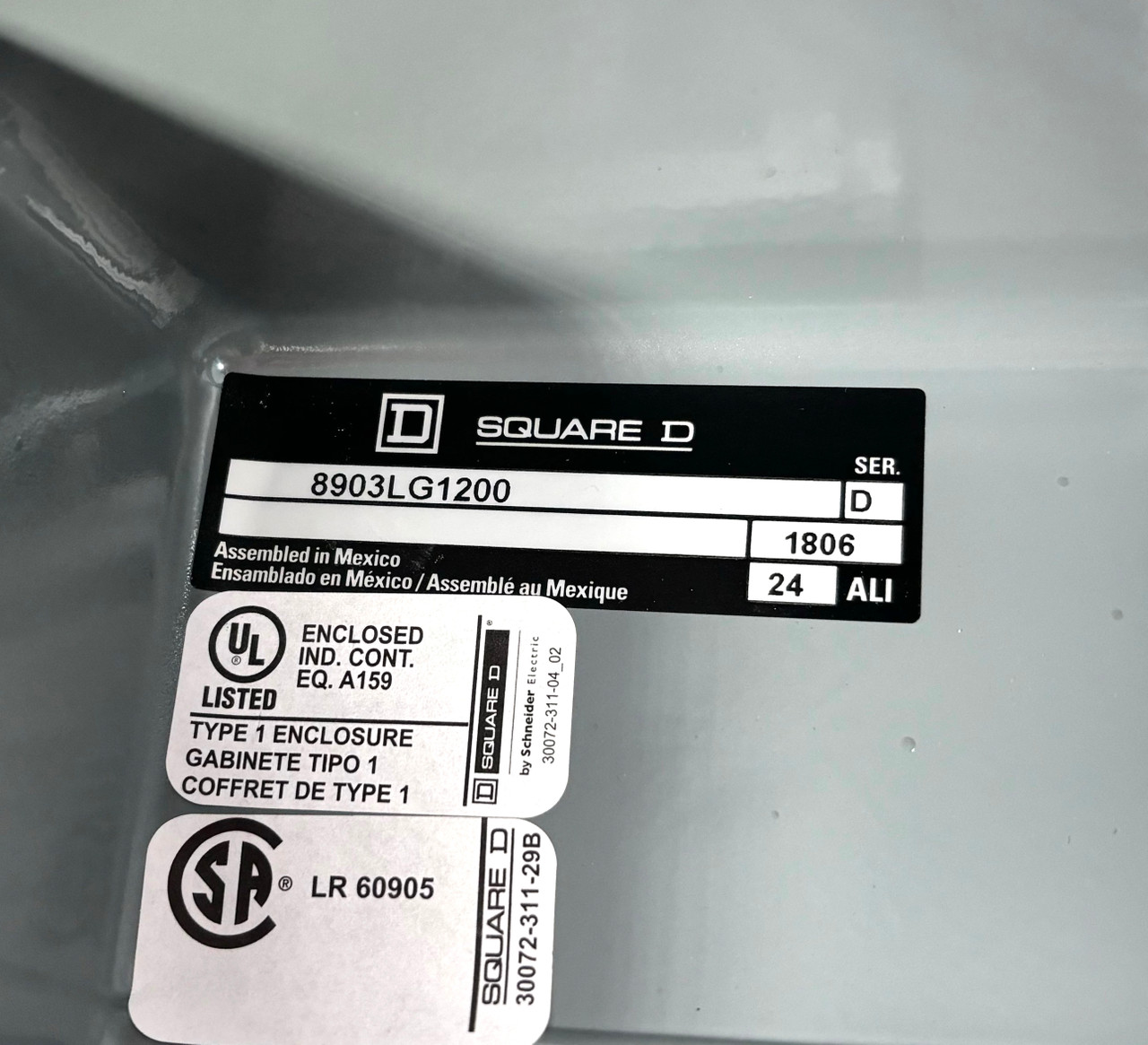 Square D 8903LG1200V02 Lighting Contactor **Enclosure Only** 12P 30A 600V