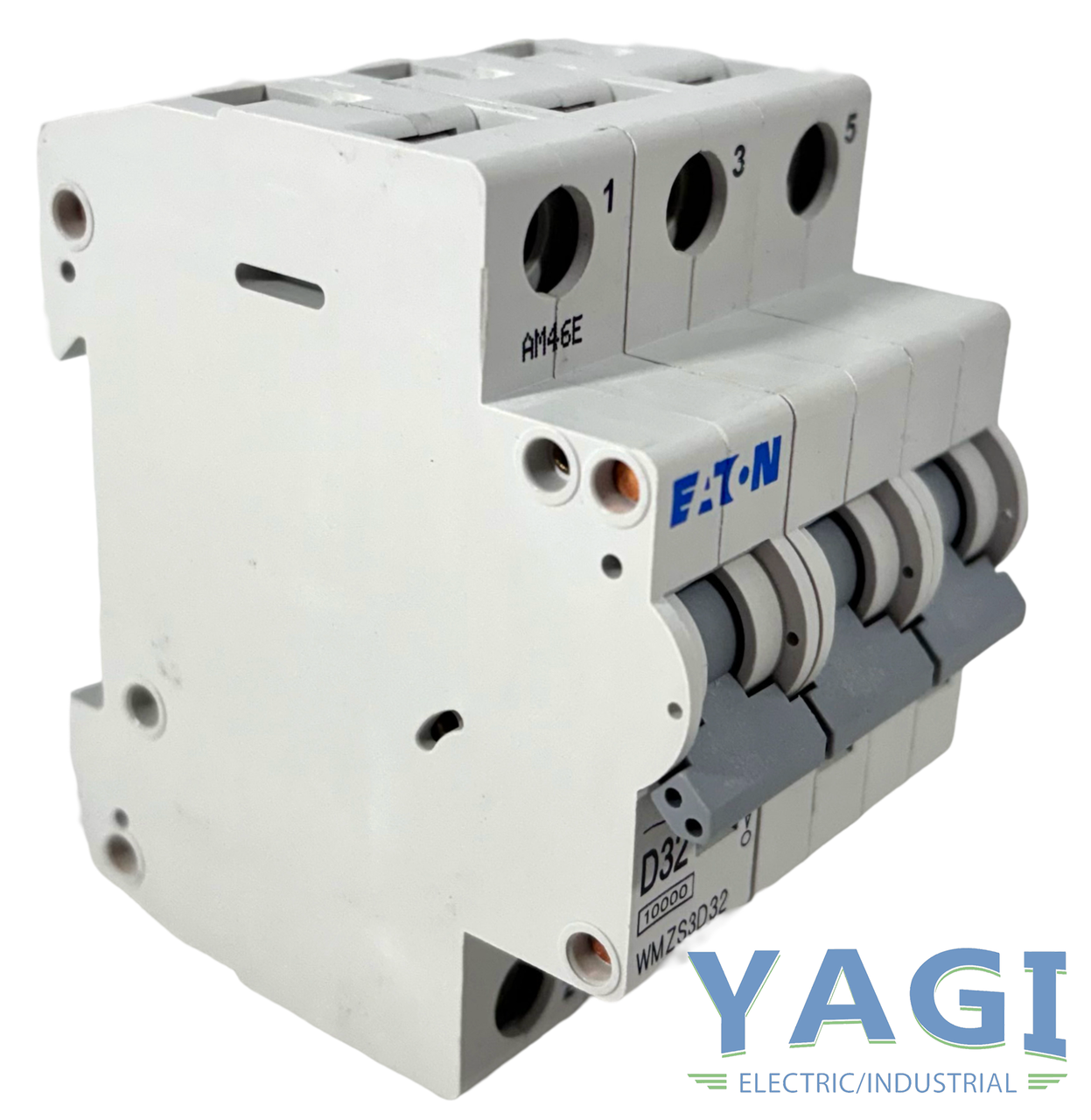 Eaton WMZS3D32 Breaker 32A 277/480V 3P 3PH 5kA Type D DIN Rail Feed-Thru LI Thermal Magnetic