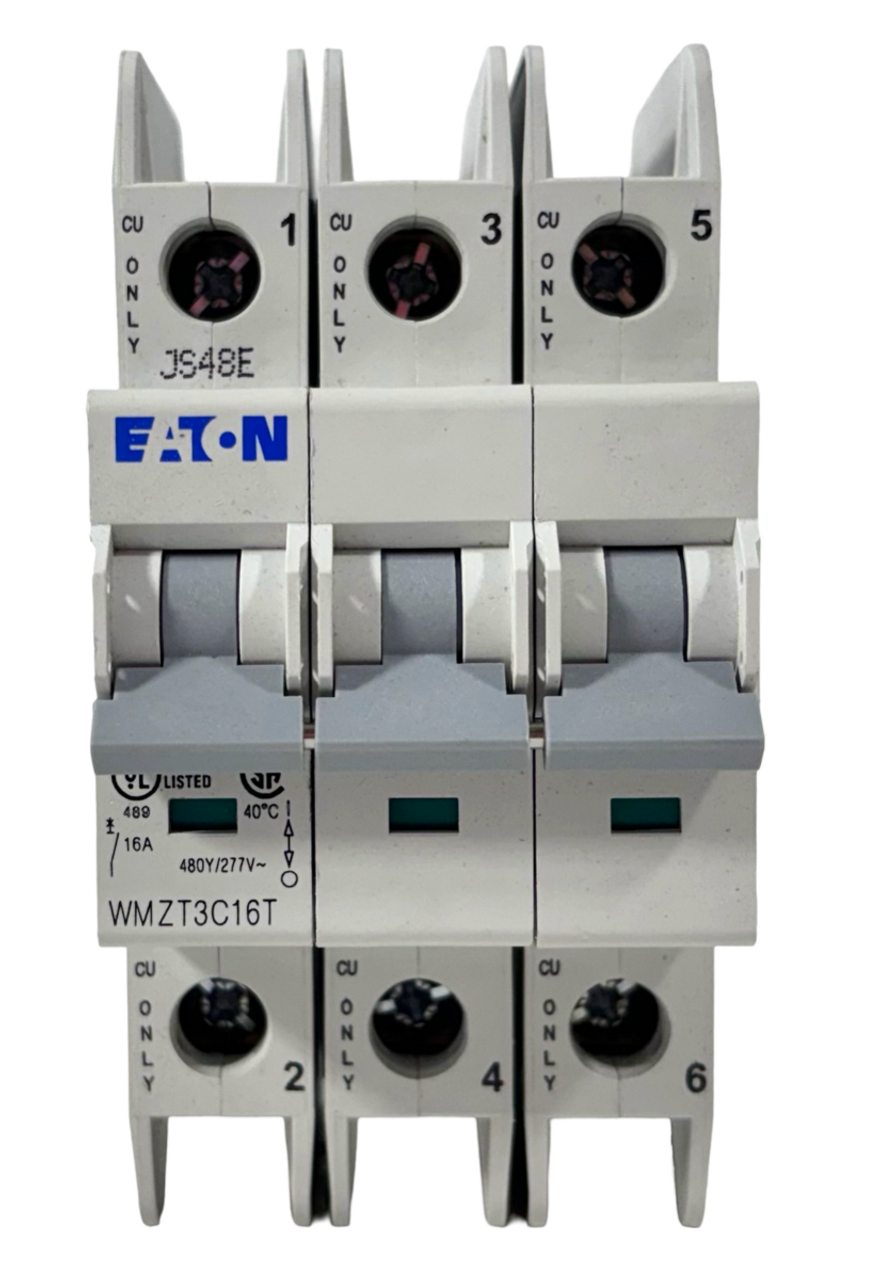 Eaton WMZT3C16T Breaker 16A 277/480V 3P 3PH 10kA 50/60Hz LI Feed-Thru DIN Rail