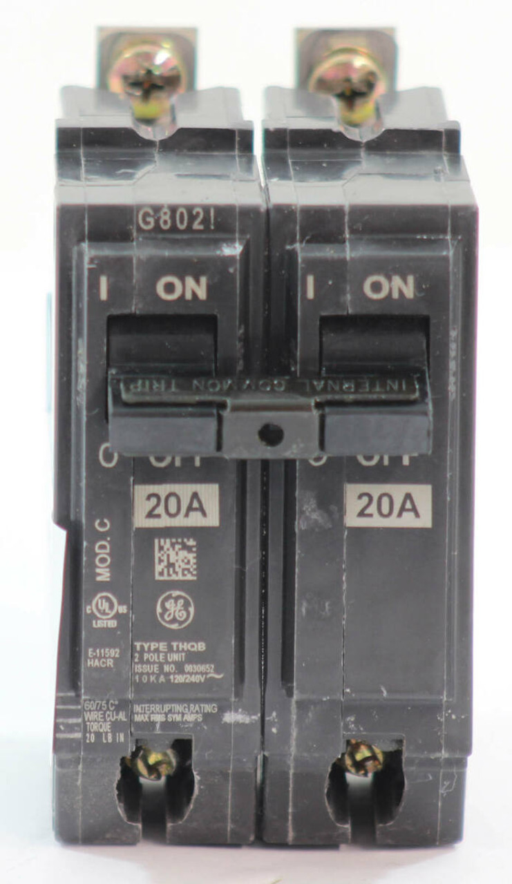 General Electric THQB2120 Breaker - 20A 120/240V 10kA 2P Bolt-On