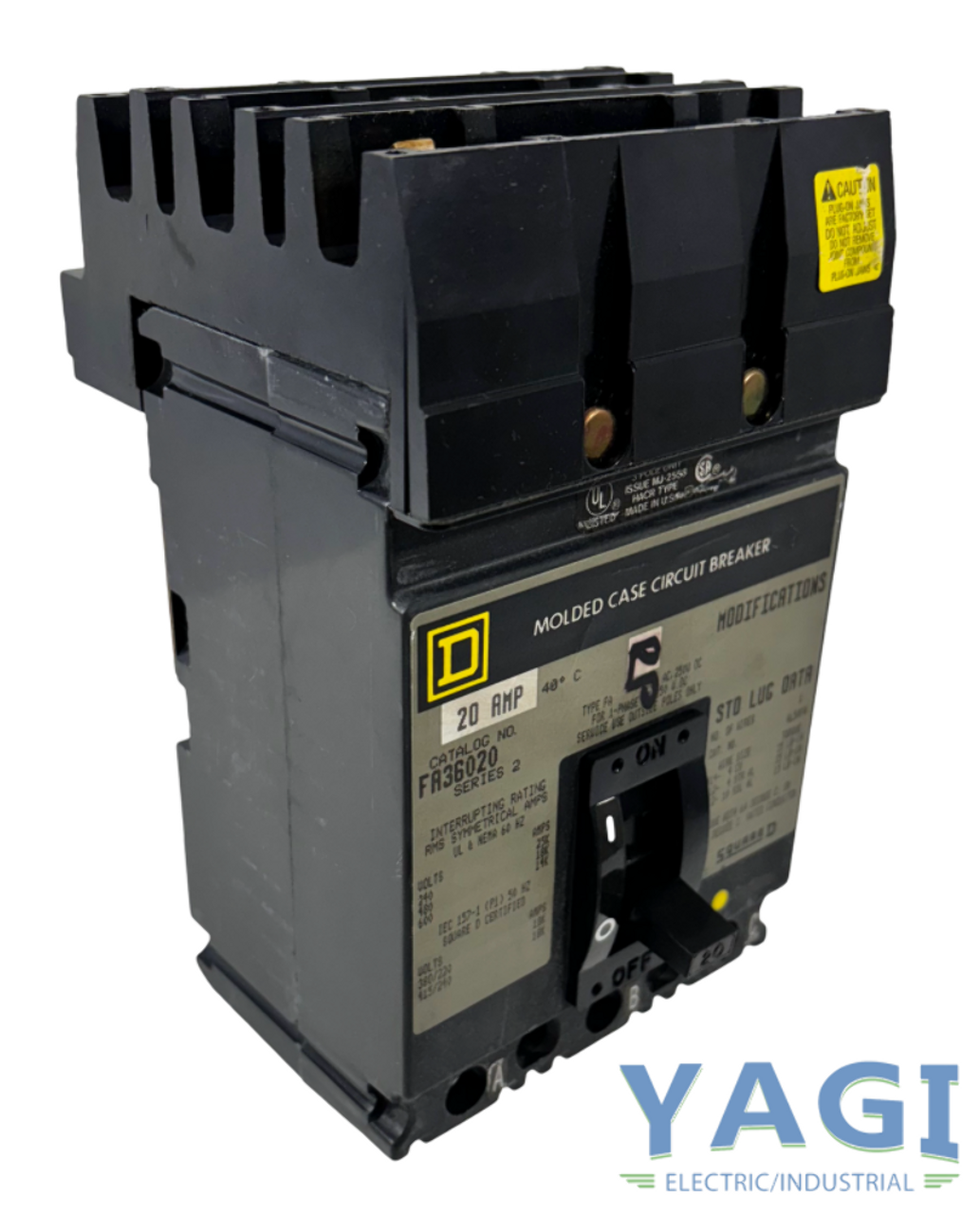 Square D FA36020 Breaker 20A 600V 3P 3PH 14kA I-Line Thermal Magnetic Schneider Electric