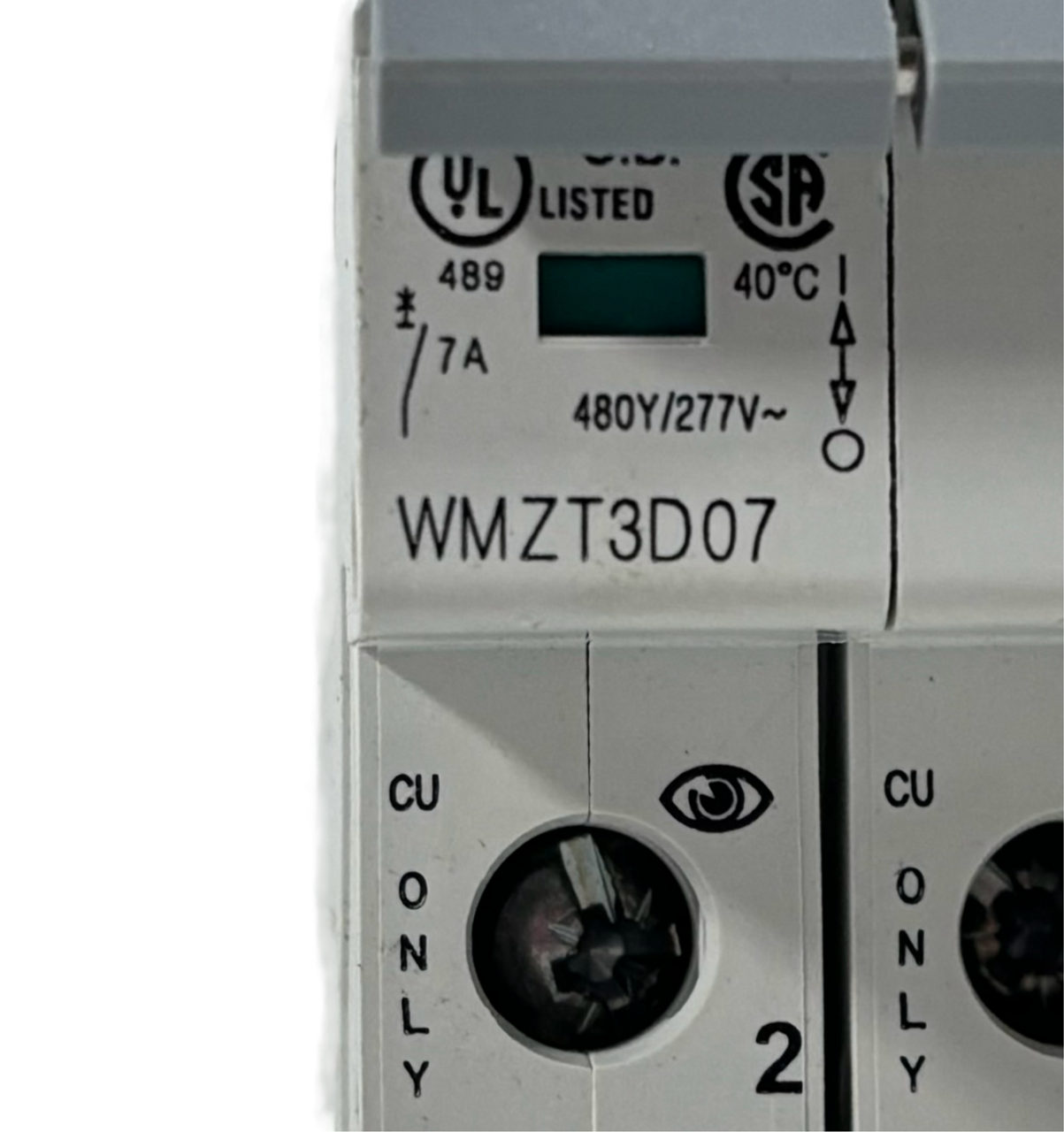 Eaton WMZT3D07 Circuit Breaker | 7A | 3-Pole | 480Y/277V | 10kA | D Curve | DIN Rail | Screw Terminals