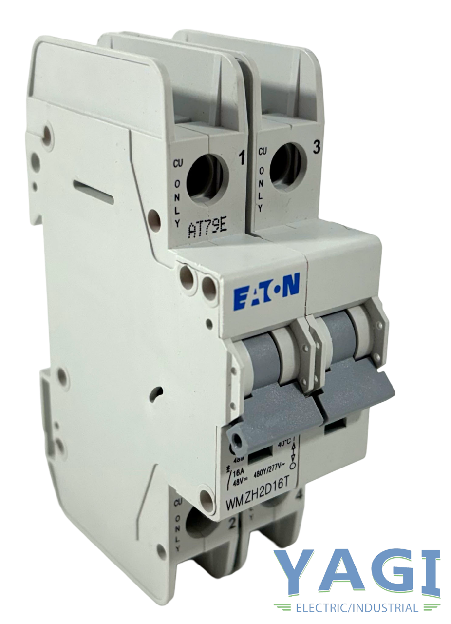 Eaton WMZH2D16T Breaker 16A 480/277V 2P 1PH 14kA Type C DIN Rail Ring Terminal