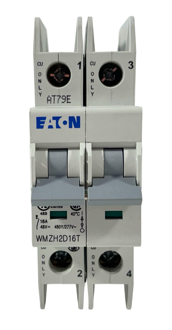 Eaton WMZH2D16T Breaker 16A 480/277V 2P 1PH 14kA Type C DIN Rail Ring Terminal