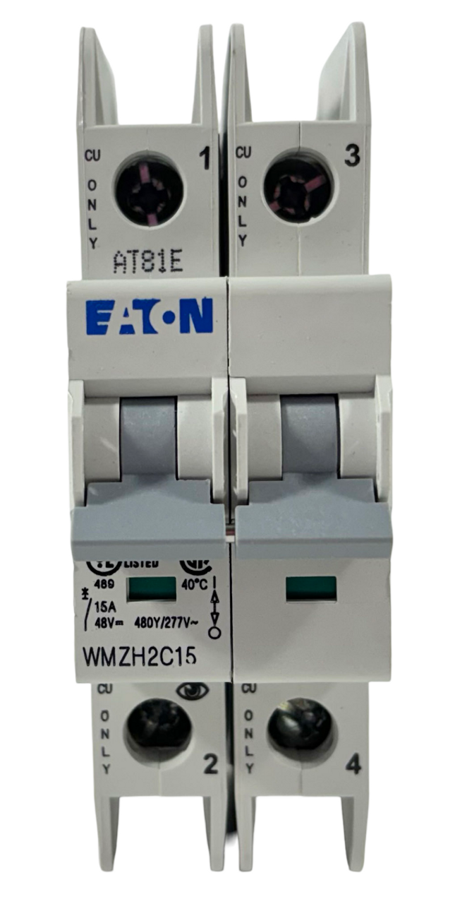Eaton WMZH2C15 Breaker 15A 480/277V 2P 1PH 14kA Type C DIN Rail Standard Terminal