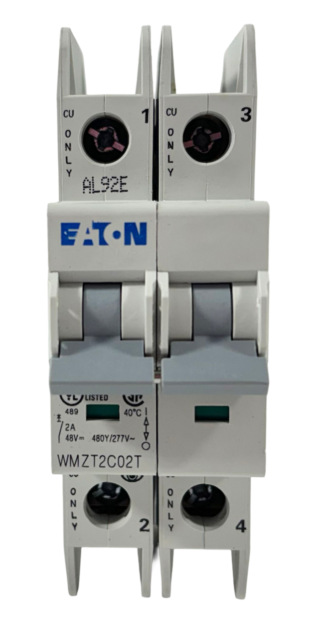 Eaton WMZT2C02T Breaker 2A 277/480V 2P 1PH 10kA Type C DIN Rail Cutler Hammer