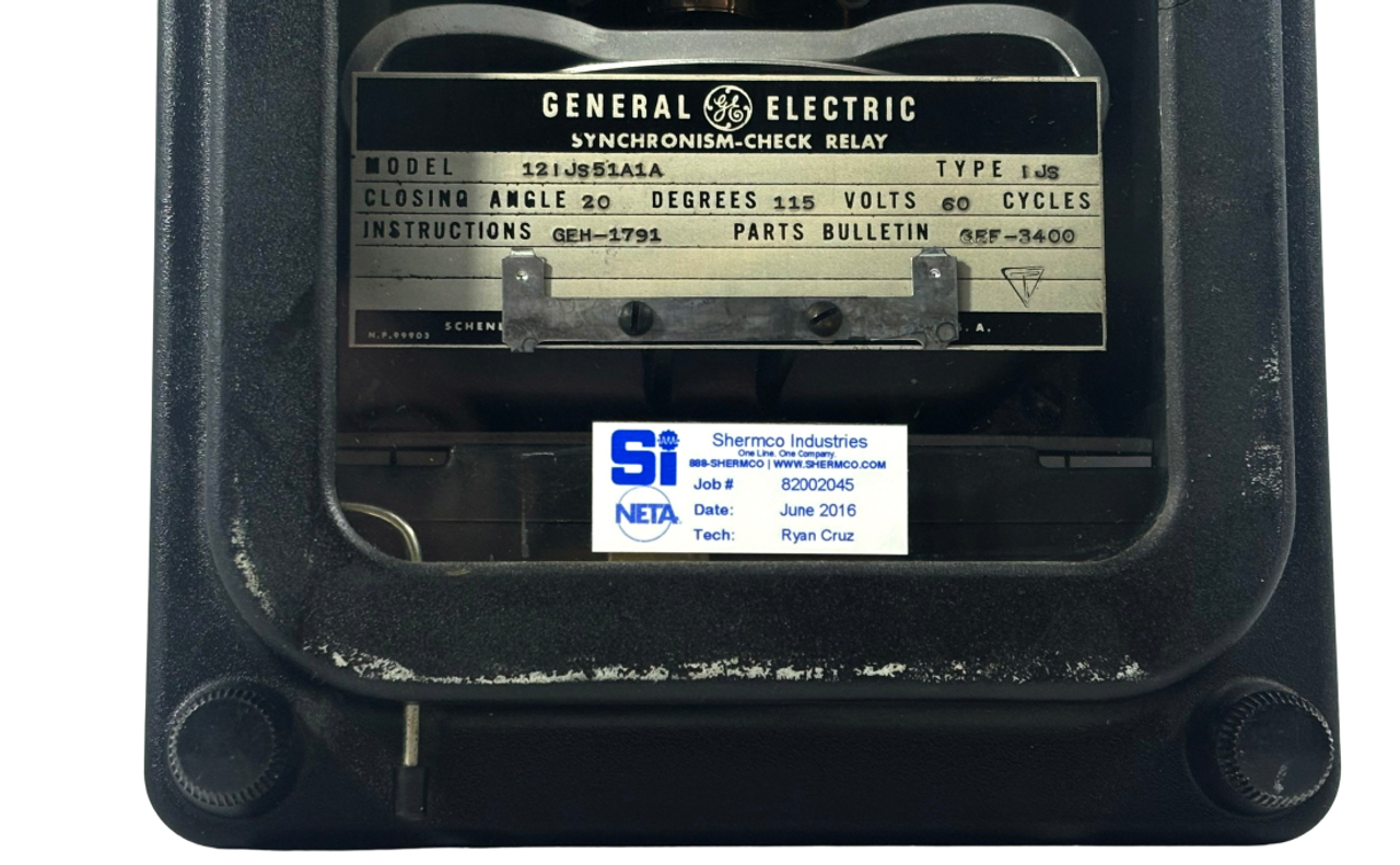 General Electric 12IJS51A1A Synchronism Check Relay 115V 60 Cycles 120 Deg Closing Angle