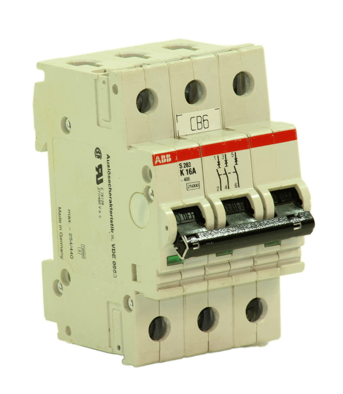 ABB S283 K16A Breaker 16A 277/480V 3P Din Rail