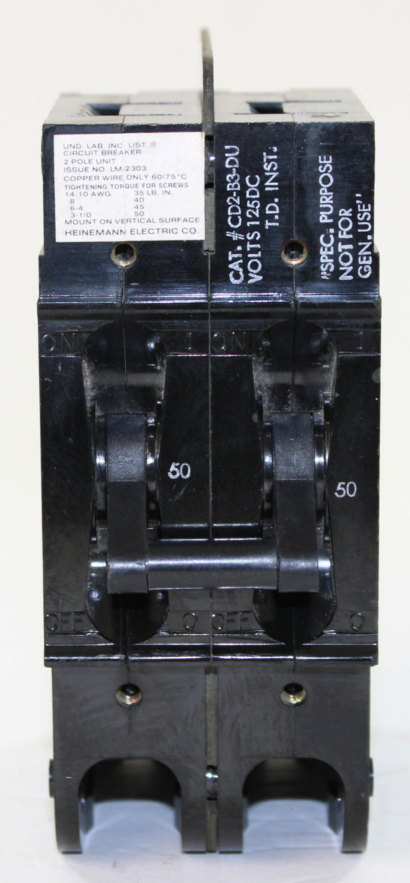 Heinemann CD2-B3-DU-0050 Breaker 50A 125DCV 2P