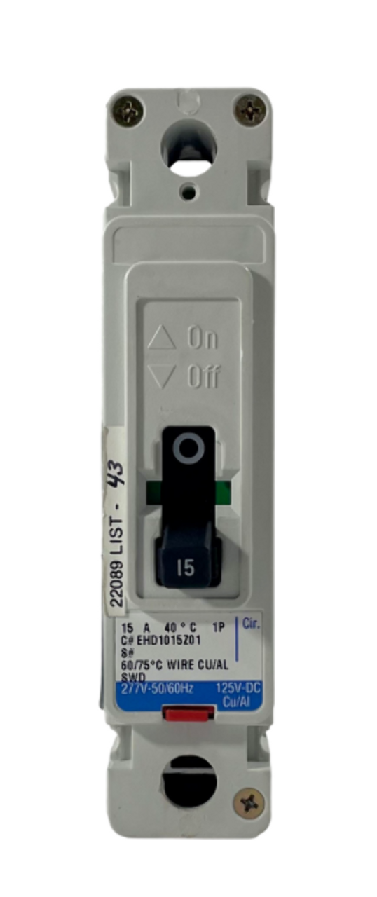 Cutler Hammer EHD1015Z01 Breaker 15A 277V 1P 14kA Eaton Westinghouse Series C