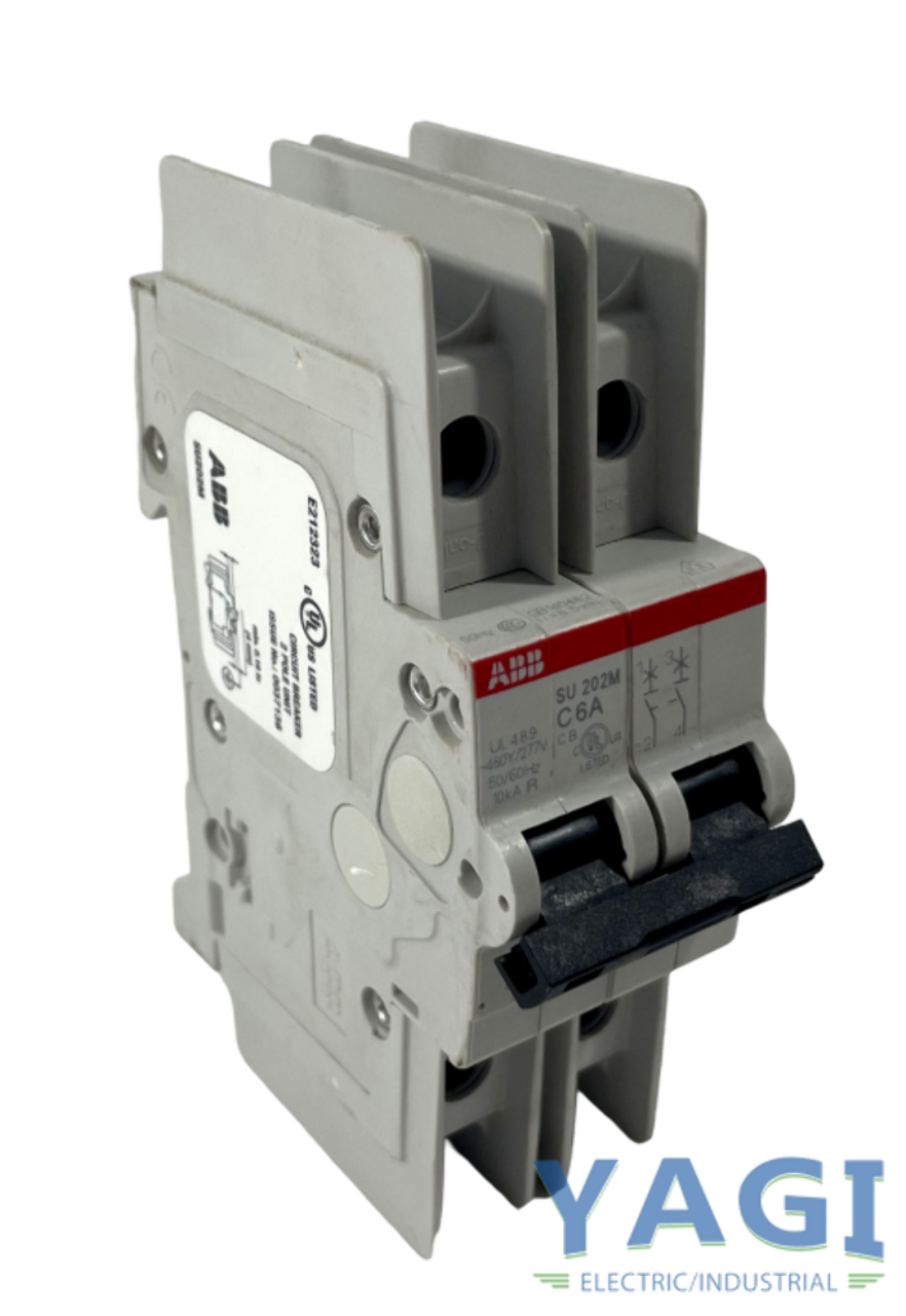 ABB SU202M-C6A Breaker 6A 277V 2P 10kA Trip Curve C SU200 Series DIN Rail Mount