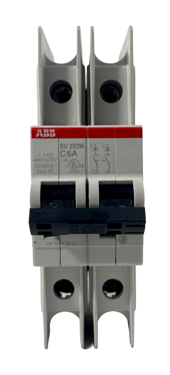 ABB SU202M-C6A Breaker 6A 277V 2P 10kA Trip Curve C SU200 Series DIN Rail Mount