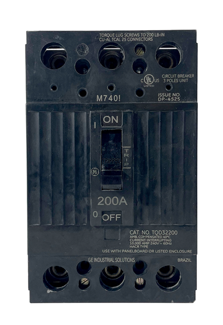 General Electric TQD32200 Breaker 200A 240V 3P 3PH 10kA Bolt-On Thermal Magnetic