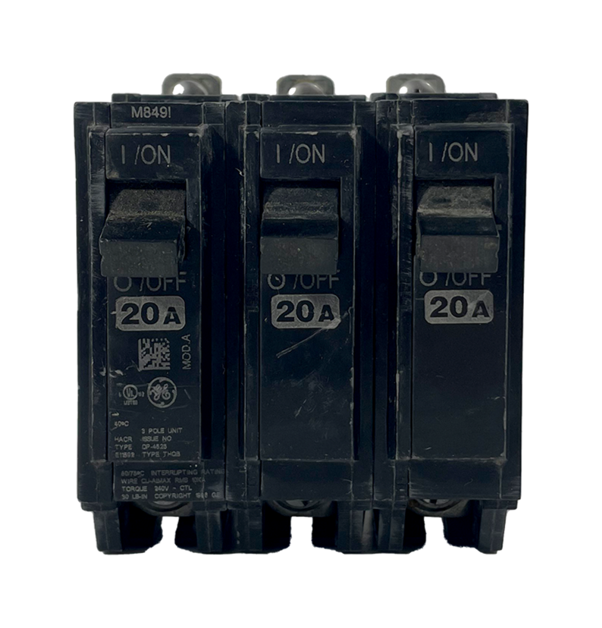 General Electric THQB32020 Breaker 20A 240V 3P 10kA Bolt-On