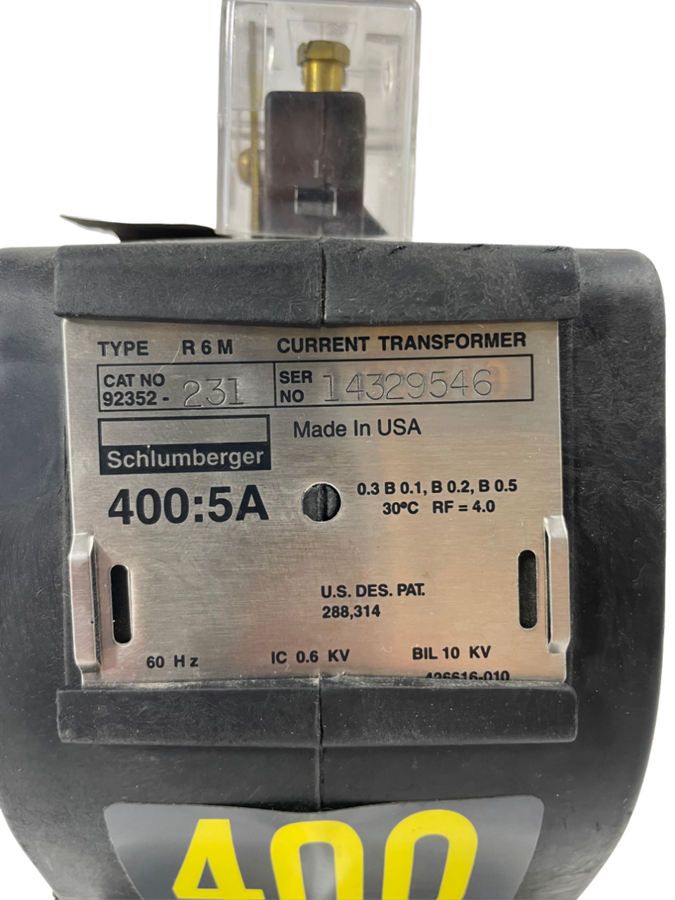 Schlumberger R6M Current Transformer 400:5A 60Hz 10KV 92352-231