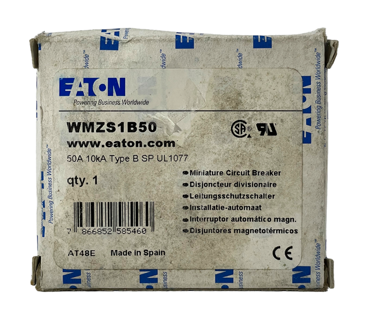 Eaton WMZS1B50 Breaker 50A 277/480V 1P 1PH 10kA Type B DIN Rail Trip Indicator