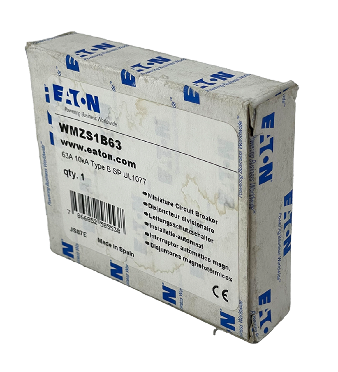 Eaton WMZS1B63 Breaker 63A 277/480V 1P 1PH 10kA Type B DIN Rail Trip Indicator Standard Terminal