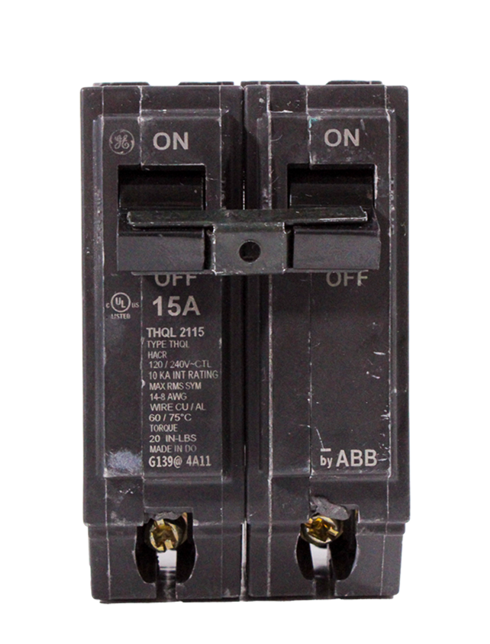 General Electric THQL2115 Breaker 15A 120/240V 2P 10kA Plug-In Molded Case Thermal Magnetic by ABB
