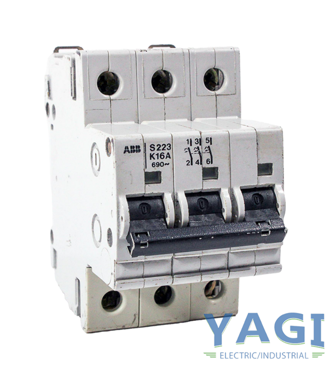 ABB S223K16A Breaker 16A 690V 3P 3kA Trip Curve K DIN Rail Mount
