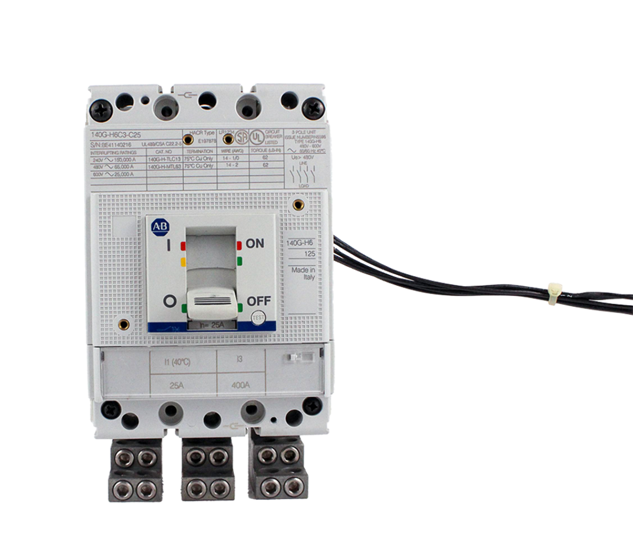 Allen-Bradley 140G-H6C3-C25-FB Breaker 25A 480/600V 3P 25kA with Auxiliary