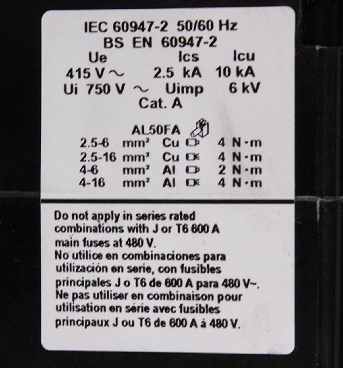 Square D FH26015BC Breaker 15A 600V 2P 18kA I-Line F Frame Thermal Magnetic