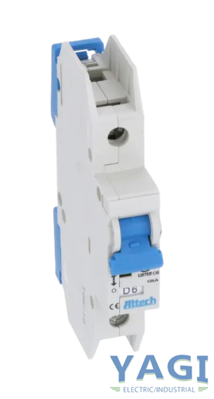 Altech 1DU6L Breaker 6A 277V 1P 1PH 10kA 50/60Hz Series L Din Rail D Curve Thermal Magnetic