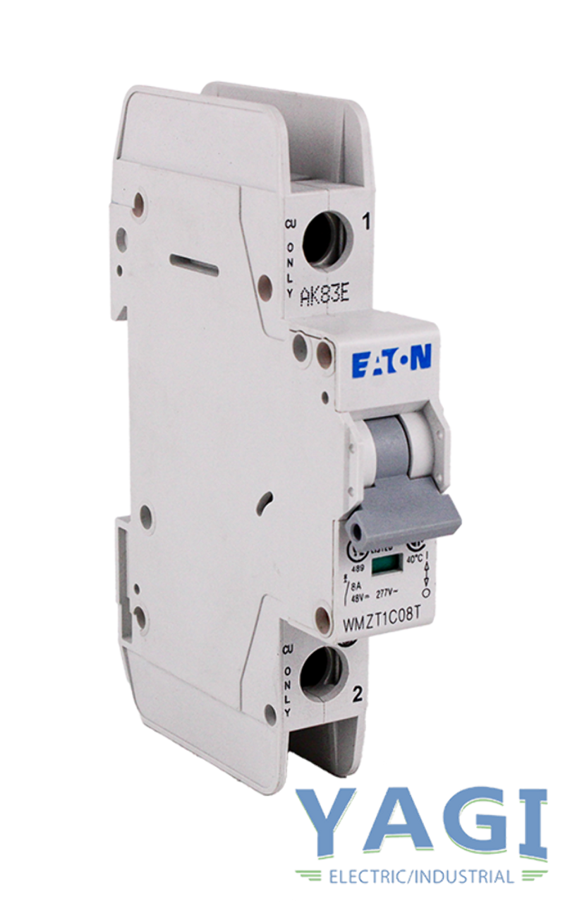 Eaton WMZT1C08T Breaker 8A 277V 1P 1PH 10kA Type C DIN Rail Trip Indicator Ring Terminal