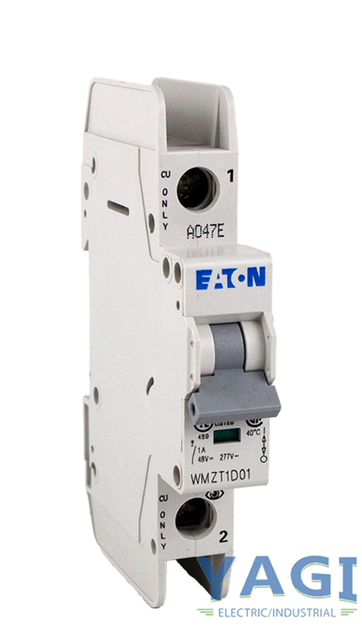 Eaton WMZT1D01 Breaker 1A 277V 1P 1PH 10kA Type D DIN Rail Trip Indicator Standard Terminal