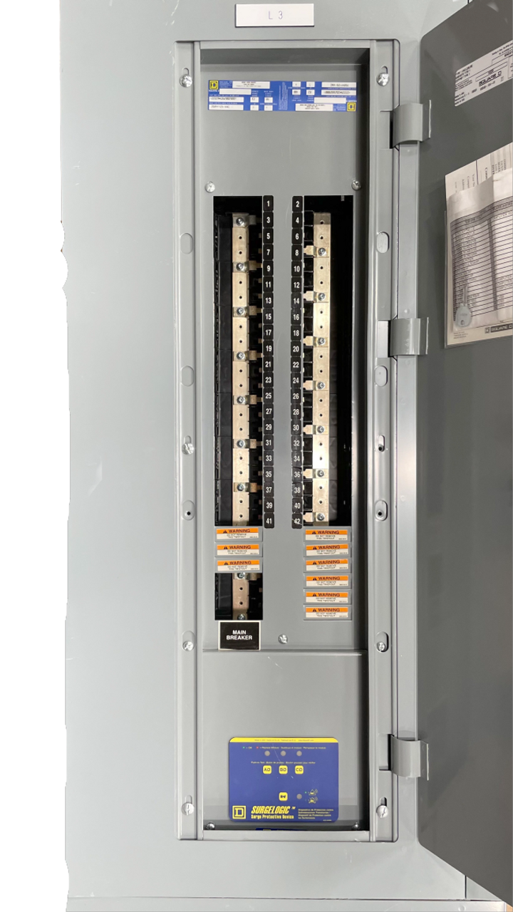 Square D NQOD Main Breaker Panelboard 100A 208Y/120V 3-Phase 4-Wire Type 1 Enclosure with Surge Protector Square D NQOD Main Breaker Panelboard 100A 208Y/120V 3-Phase 4-Wire Type 1 Enclosure with Surge Protector