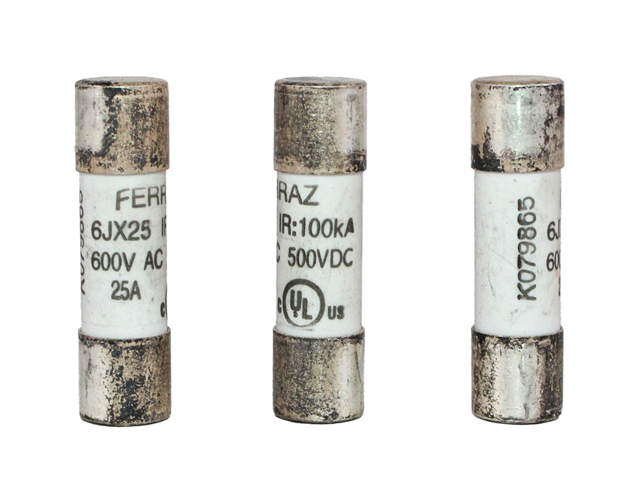 Ferraz 6JX25 Protistor Fuse 25A 600V 100kA Fast-Blow Midget Cartridge