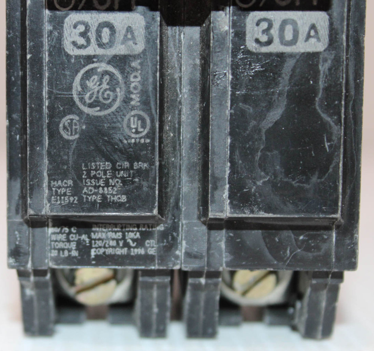 General Electric THQB2130 Breaker 30A 120/240V 2P 10kA Bolt-On