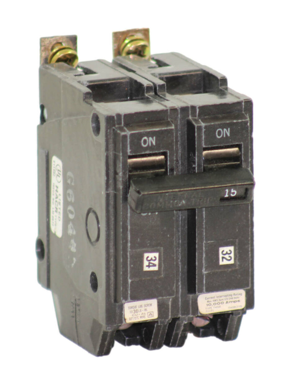 General Electric THQB2115 Breaker 15A 120/240V 2P 1PH 10kA Bolt-On Molded Case