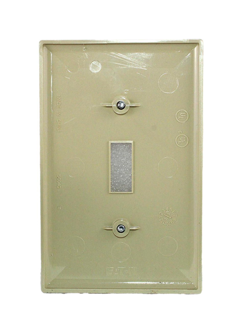 Eaton PJ1V Toggle wallplate, Ivory, Toggle Cutout, Polycarbonate, Single- gang, Mid-size