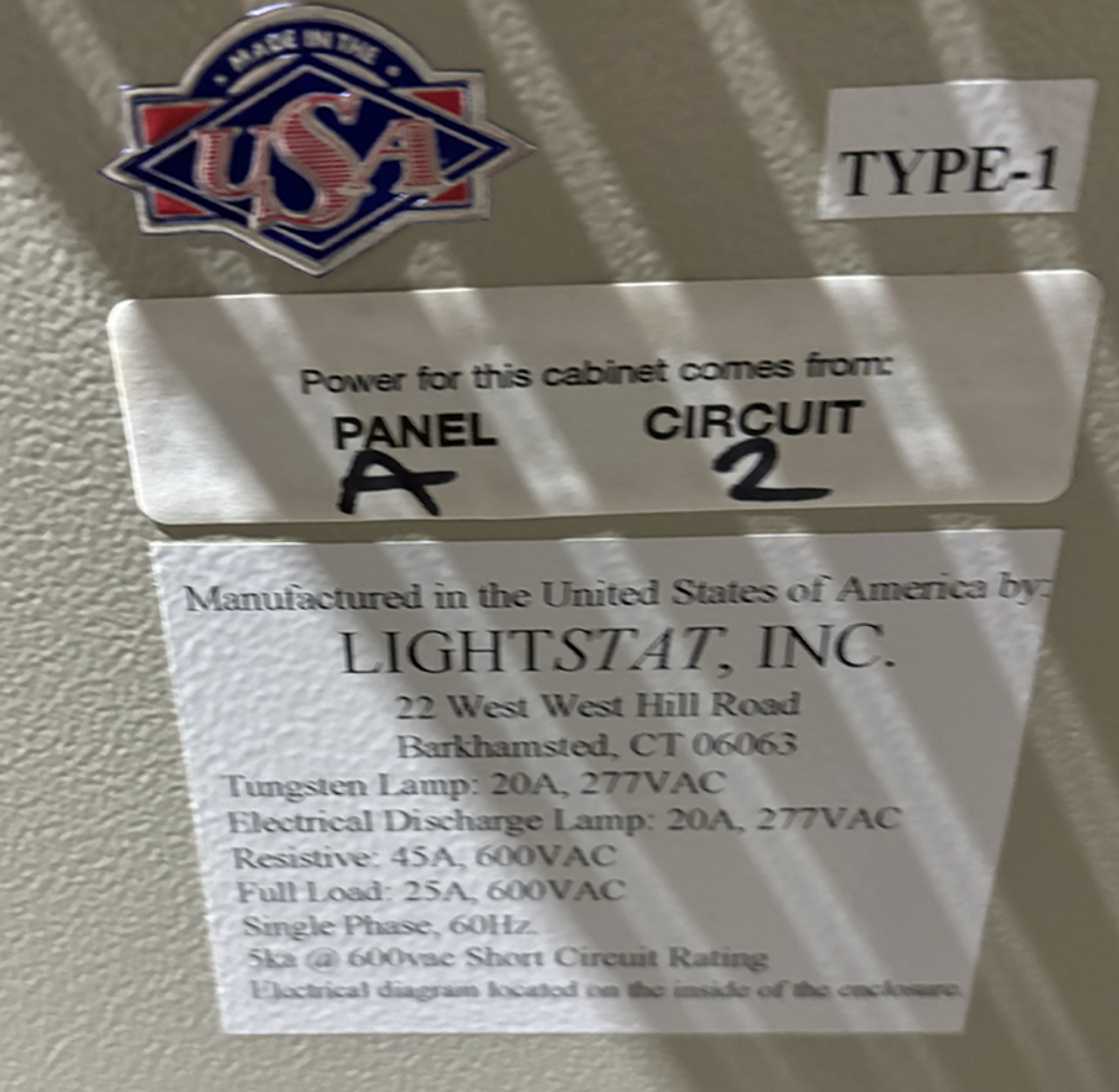 Lightstat ALC-4-48 Cabinet 48 Circuits/60 Max 2A 115V Steel Hinged Door NEMA 12