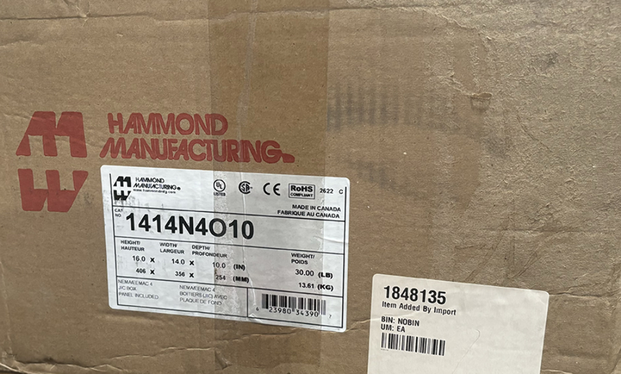 Hammond Manufacturing 1414N4O10 N4 J Box Lift Off Cover w/Panel 16x14x10 Steel/Gray