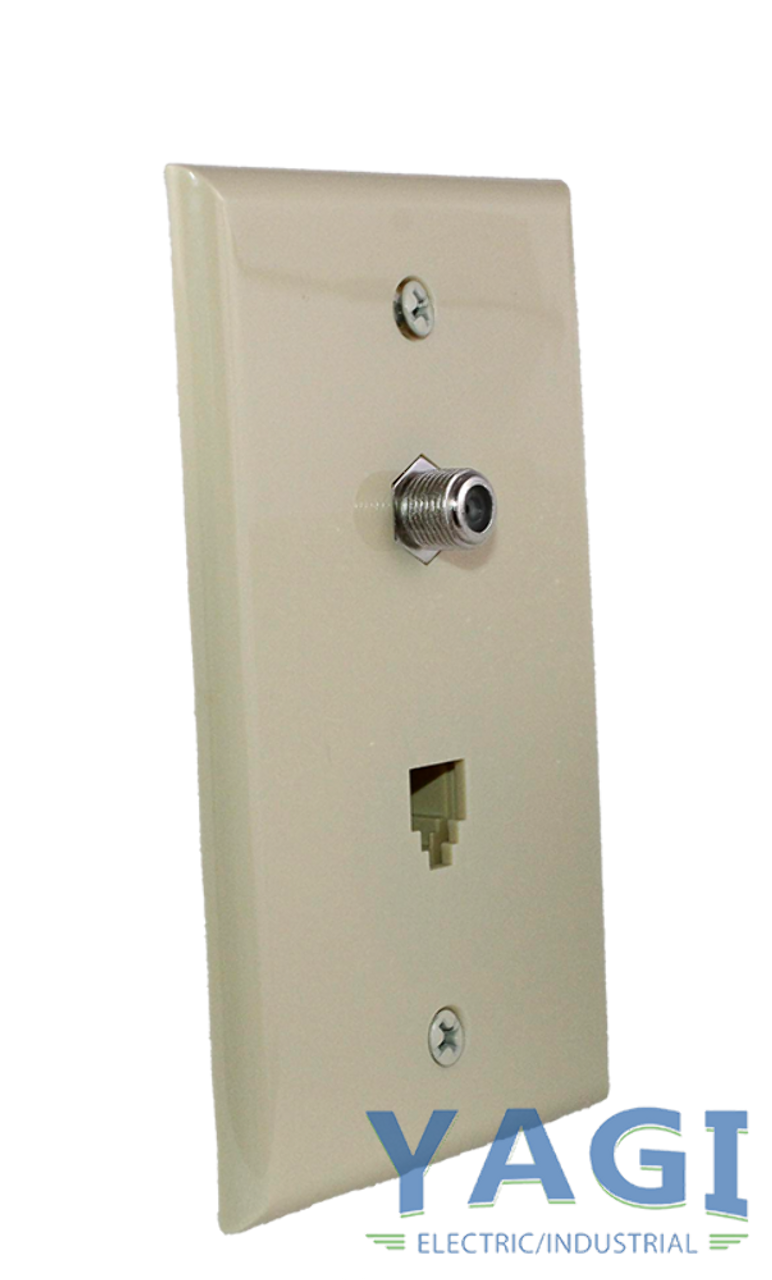 GC Electronics 30-9732-BU Combination Telephone/Coaxial Wall Plate 4-Conductor Telephone Box of 10