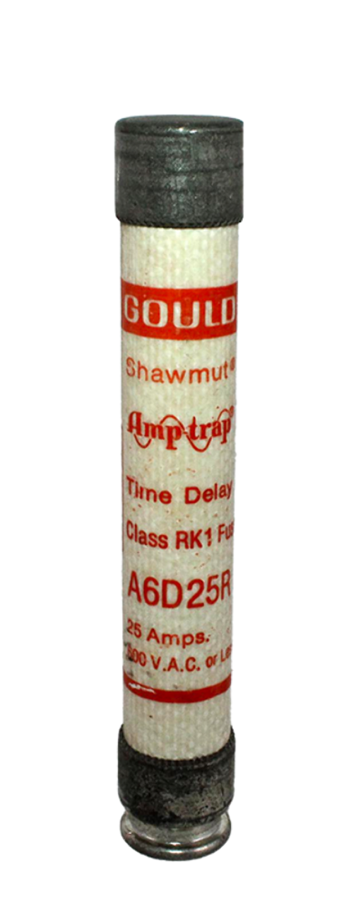 Gould Shawmut A6D25R Time Delay Fuse, 25A 600V, 200kA IR, RK1 Class