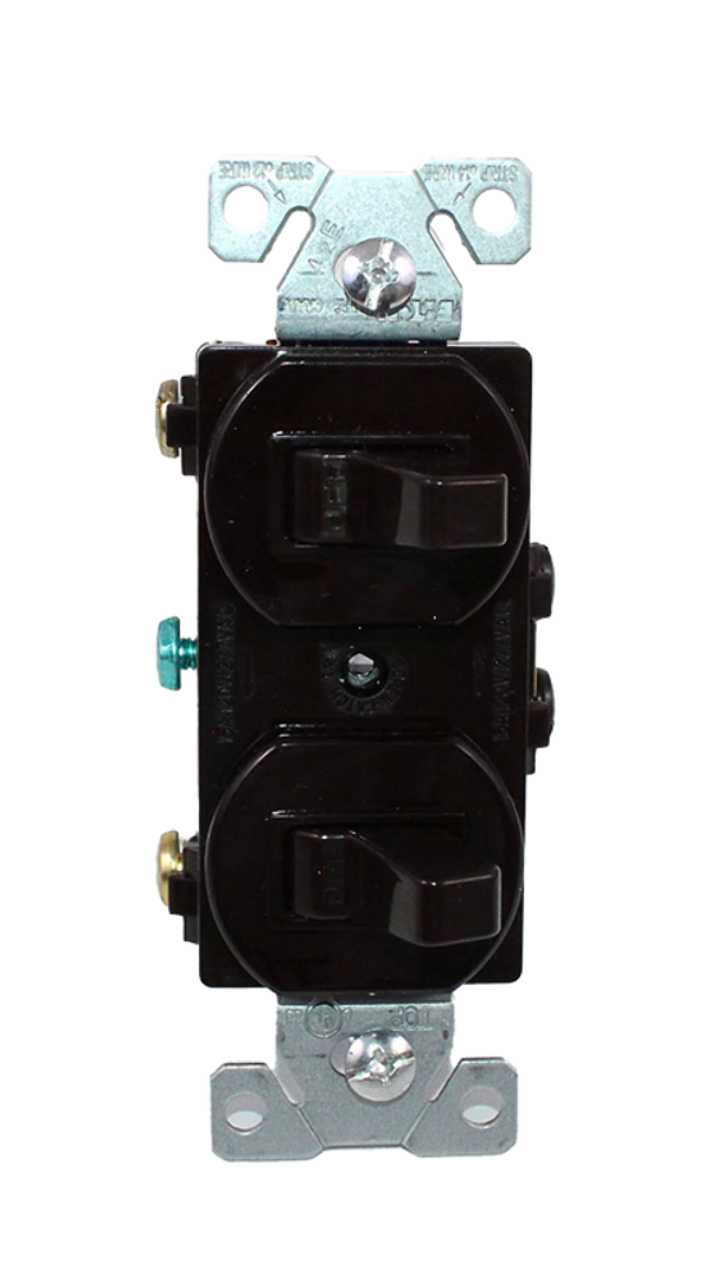 Cooper 271B-BOX Combination Switch 15A 120/277V  (2) 1P Duplex Brown