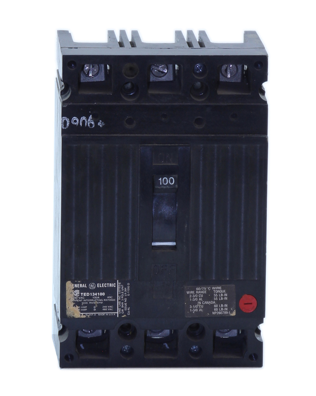 General Electric TED134100 Circuit Breaker 100A 480V 3P