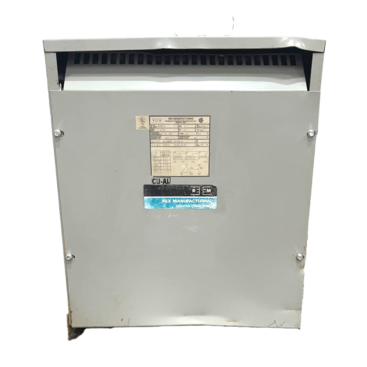 Rex Manufacturing BA25H1X Transformer 25kVA Pri: 460V Sec: 400Y/231V 3PH Type 1