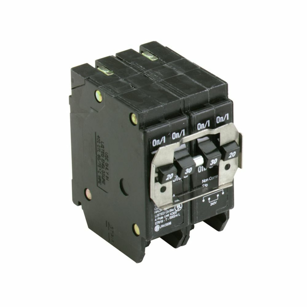 Eaton BQ220230 Breaker 4P-2P 20A 2P 30A 120/240V 10kA Plug-On W/Rejection Tab
