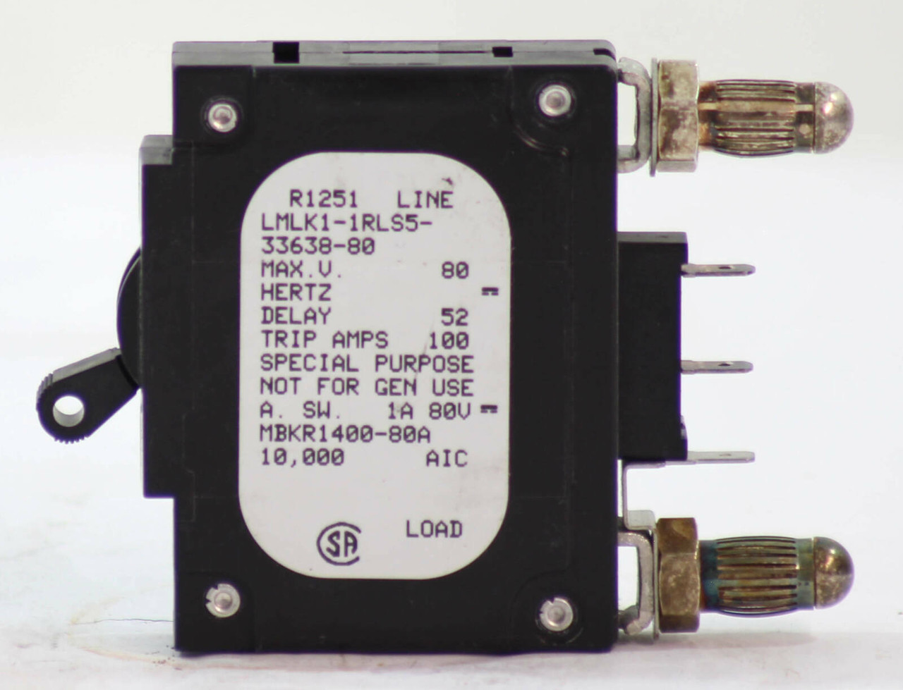 Airpax LMLK1-1RLS5-33638-80 Breaker 80A 80V 1P 10kA