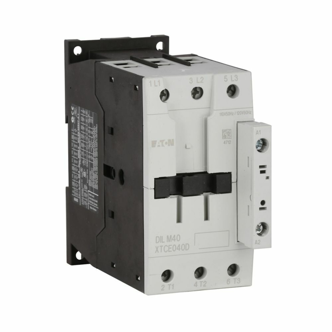 Eaton XTCE040DS1A IEC Contactor w/ Auxiliary Switch 40A 120V 110-120VAC 3P 